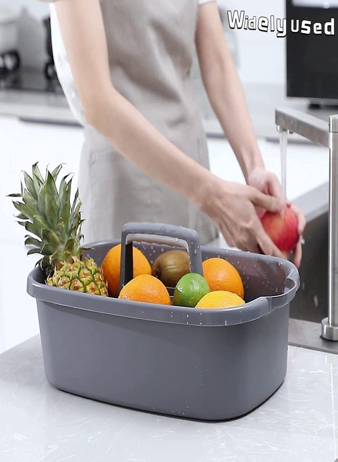 AMPLIN Large Cleaning Supplies Caddy Portable Shower Basket Supply Organizer with Handle Plastic Bucket Tool Storage for Bathroom, Bedroom, Kitchen, College Dorm, Garden, Dark Gray - Image 2